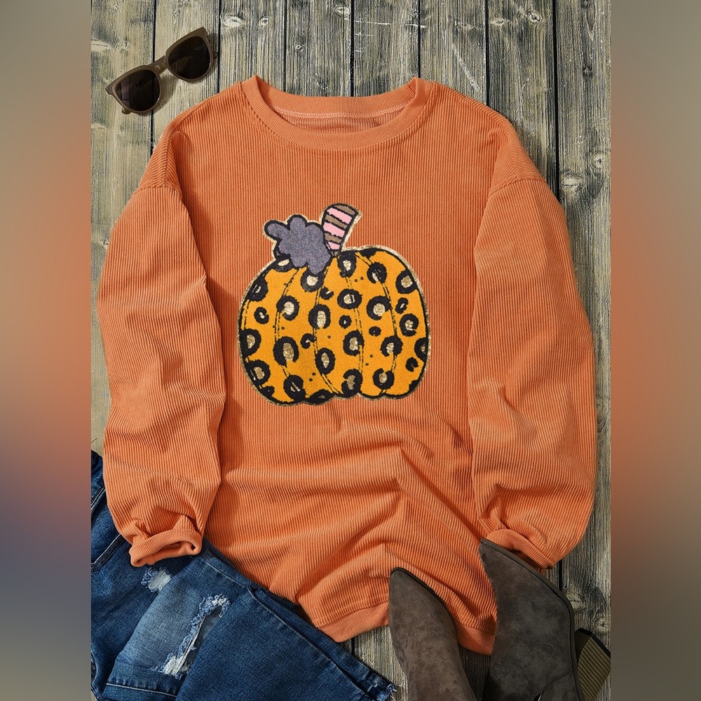 Cozy Orange Pumpkin Graphic Sweater